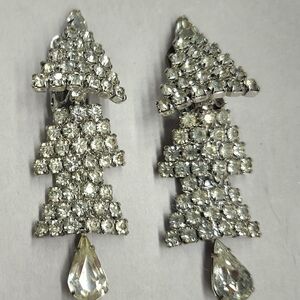 Vintage Weiss Rhinestone Dangle Earrings